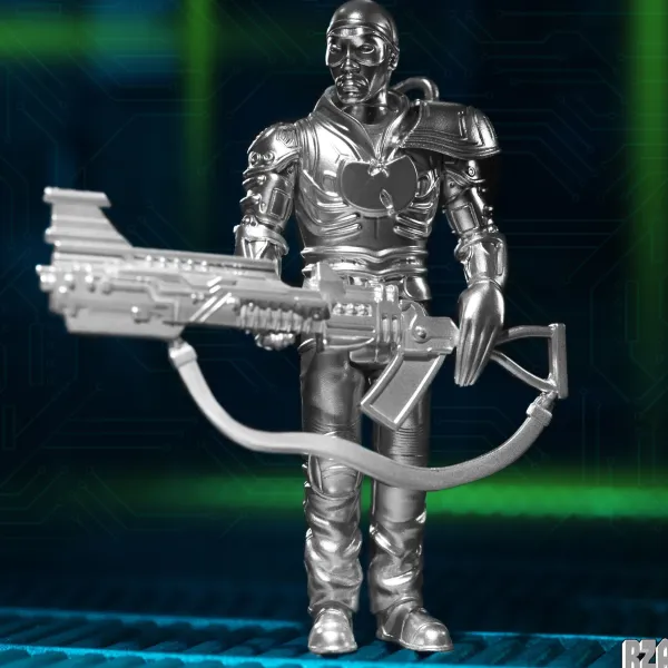 Super7 Rza^Bobby Digital Reaction Figures Wave 03 - Bobby Digital (Metallic Silver W/ 45 Adaptor)