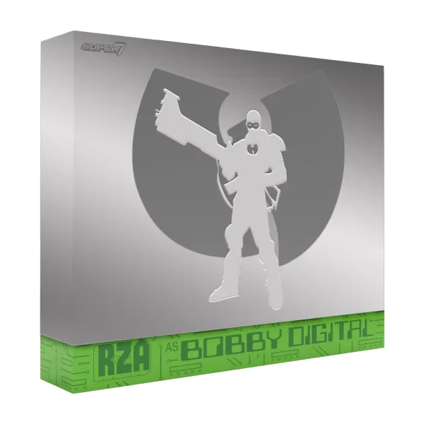 Super7 Rza^Bobby Digital Reaction Figures Wave 03 - Bobby Digital (Metallic Silver W/ 45 Adaptor)