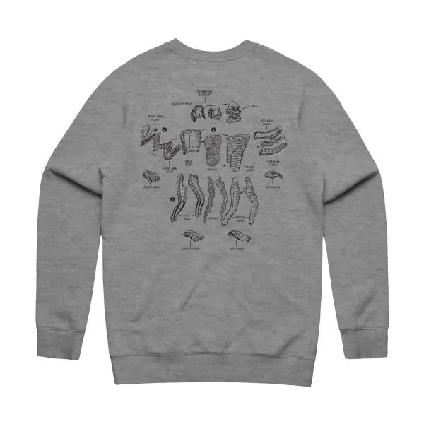 creature_model_kit_crewne_1.webp Super7 Universal Monsters^Creature Model Kit Crewneck Heather Gray Fleece