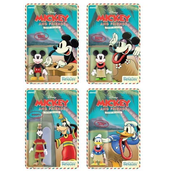 Super7 Disney^Disney Reaction Figures - Vintage Collection Wave 2 Full Set - Hawaiian Holiday (Set Of 4)
