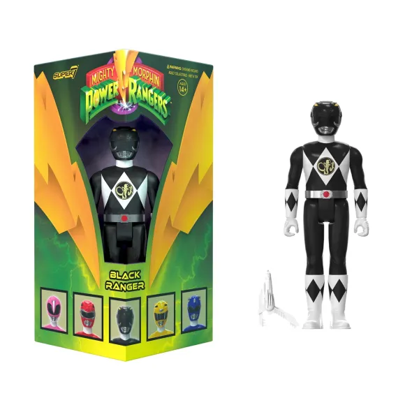 Super7 Mighty Morphin Power Rangers^Mighty Morphin Power Rangers Reaction Sdcc 2023 - Black Ranger [Triangle Box] [Sdcc 2023]