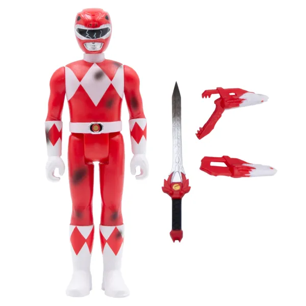 Super7 Mighty Morphin Power Rangers^Mighty Morphin' Power Rangers Reaction Figure - Red Ranger (Battle Damaged)