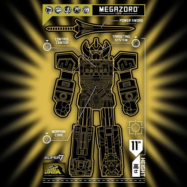 Super7 Mighty Morphin Power Rangers^Mighty Morphin Power Rangers Super Cyborg - Megazord (Black / Gold)