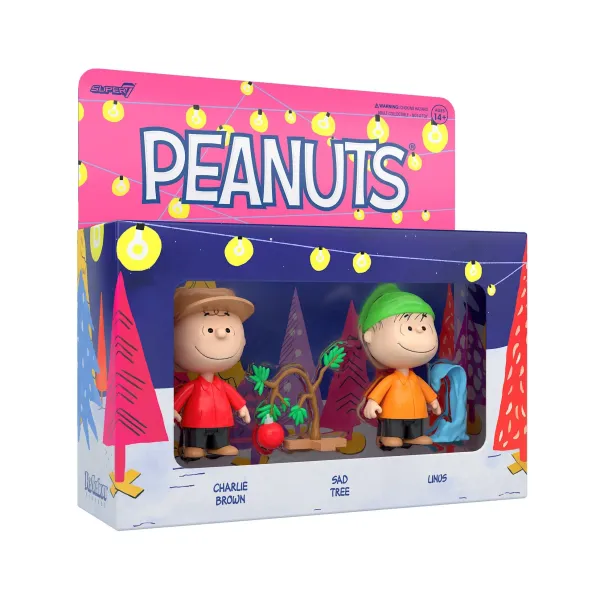 Super7 Peanuts^Peanuts Reaction Figures Wave 06 (Holiday Box Set) - Charlie Brown With Sad Christmas Tree And Linus