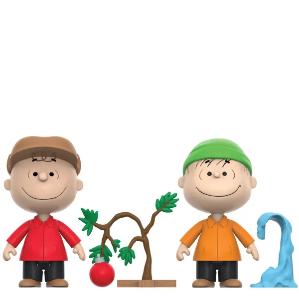 Super7 Peanuts^Peanuts Reaction Figures Wave 06 (Holiday Box Set) - Charlie Brown With Sad Christmas Tree And Linus