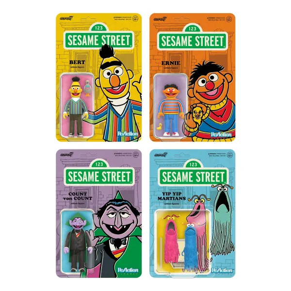 Super7 Sesame Street^Sesame Street Reaction Figures Wave 1 - Bert, Ernie, Count Von Count & Yip Yip Martians