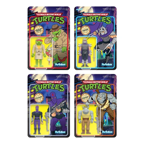 Super7 Teenage Mutant Ninja Turtles^Teenage Mutant Ninja Turtles Reaction Figures Wave 8 - Undercover Raphael, Shredder, Rocksteady & Foot Soldier (Cartoon)