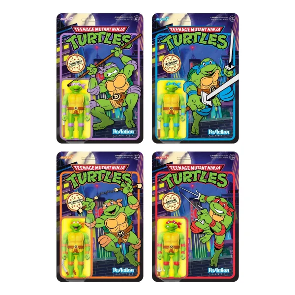 Super7 Teenage Mutant Ninja Turtles^Teenage Mutant Ninja Turtles Reaction Wave 7 - Donatello, Leonardo, Michelangelo & Raphael (Toon)