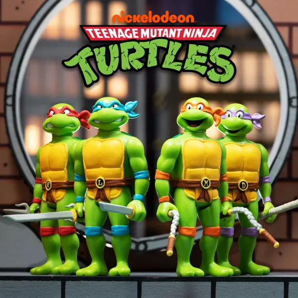 Super7 Teenage Mutant Ninja Turtles^Teenage Mutant Ninja Turtles Reaction Wave 7 - Donatello, Leonardo, Michelangelo & Raphael (Toon)