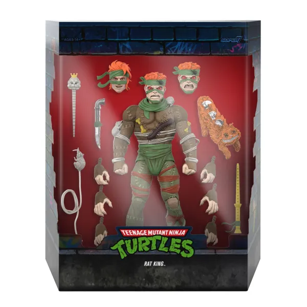 Super7 Teenage Mutant Ninja Turtles^Teenage Mutant Ninja Turtles Ultimates! Wave 11 - Rat King, Rapper Mike, Ninja Nomad Leonardo & Foot Soldier (Battle Damaged)