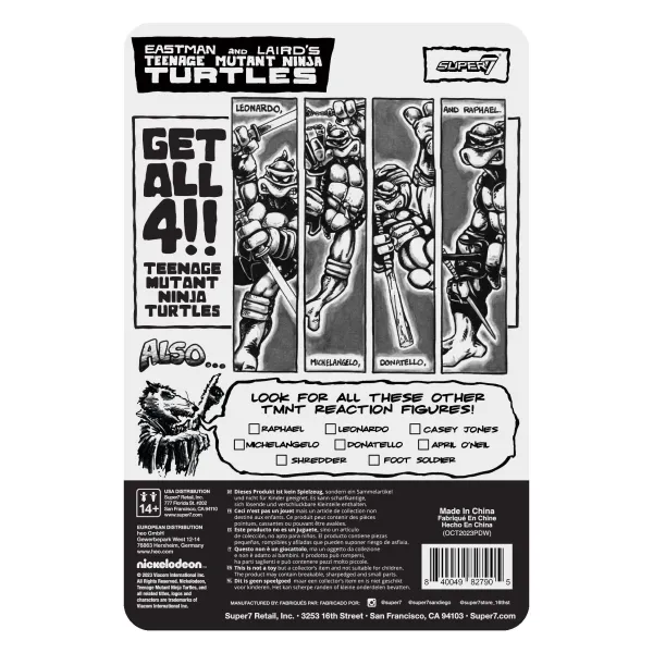 Super7 Teenage Mutant Ninja Turtles^Teenage Mutant Ninja Turtles Reaction Figure Wave 9 - Leonardo (Comic Greyscale)