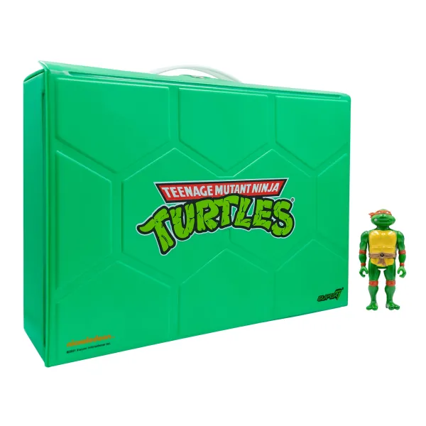 Super7 Teenage Mutant Ninja Turtles^Teenage Mutant Ninja Turtles Reaction Figures - Carry Case With Michelangelo (Metallic)
