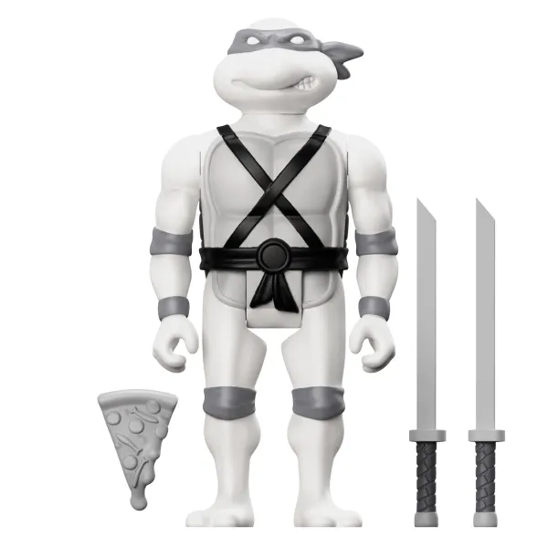 Super7 Teenage Mutant Ninja Turtles^Teenage Mutant Ninja Turtles Reaction Figure Wave 9 - Donatello, Leonardo, Michelangelo & Raphael (Comic Greyscale)