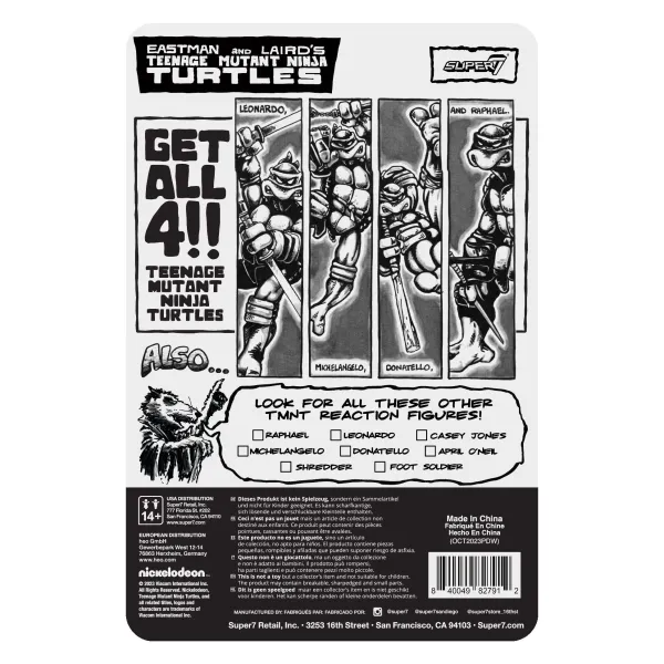 Super7 Teenage Mutant Ninja Turtles^Teenage Mutant Ninja Turtles Reaction Figure Wave 9 - Raphael (Comic Greyscale)