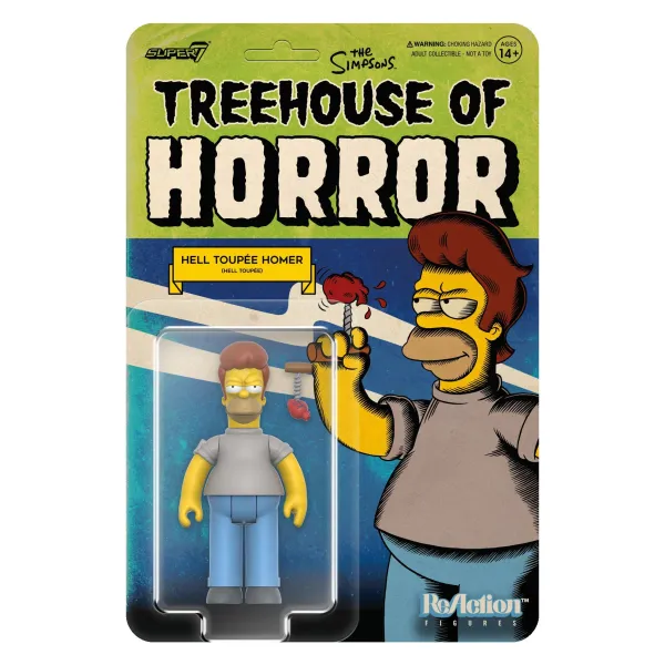 Super7 The Simpsons^The Simpsons Reaction Figures Wave 04 (Tree House Of Horror V2) - Hell Toupee Homer