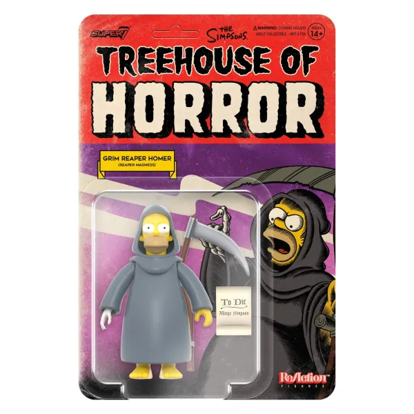 Super7 The Simpsons^The Simpsons Reaction W3 - Treehouse Of Horror - Grim Reaper Homer