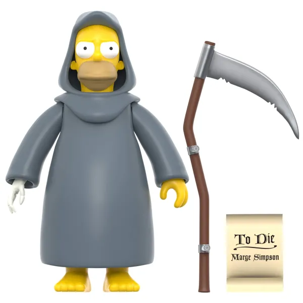Super7 The Simpsons^The Simpsons Reaction W3 - Treehouse Of Horror - Grim Reaper Homer