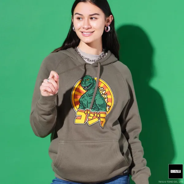 Super7 Godzilla^Toho Godzilla Retro Army Green Pullover Hoodie