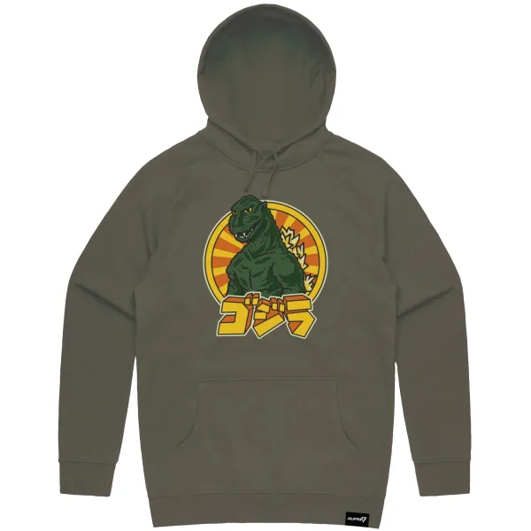 Super7 Godzilla^Toho Godzilla Retro Army Green Pullover Hoodie