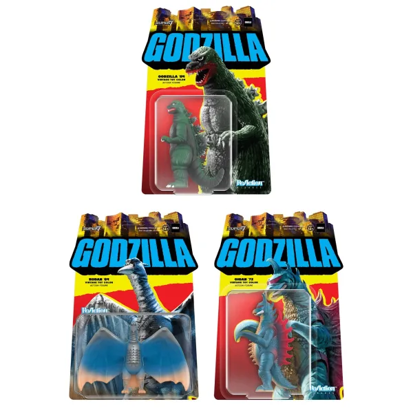 Super7 Godzilla^Toho Reaction Figures - Godzilla '84, Gigan & Rodan (Toy Recolors)