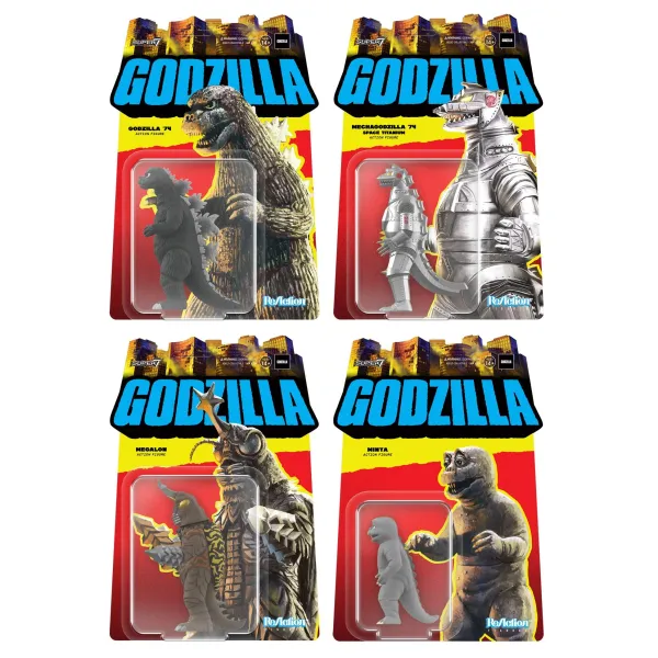 Super7 Godzilla^Toho Reaction Wave 3 - Godzilla '74, Mechagodzilla '74, Megalon & Minya