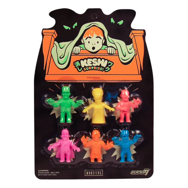 Super7 Universal Monsters^Universal Monsters Keshi 6-Pack - Wolf Man, Invisible Man, Dracula, Frankenstein, Bride, Mummy